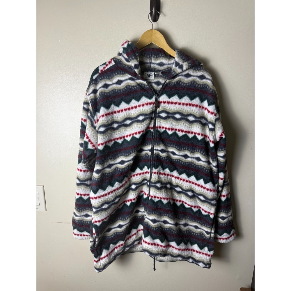 Vintage AE Outfitters Aztec Fleece Hoodie Women L Multicolor Jacket Y2K Tribal